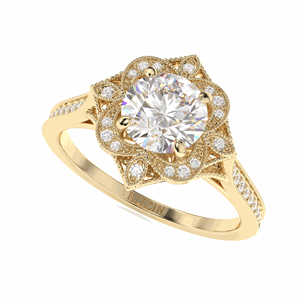 แหวนหมั้นเพชรทรงกลมลายดอกไม้สำหรับผู้หญิง2.00CT - Product Image 1