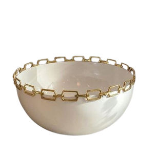 Cuenco de cerámica japonés chapado en oro de lujo de estilo nórdico técnica personalizada y función sostenible accesorios de mesa de comedor - Product Image 1