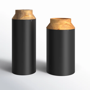 Vase de table en bois fait main avec finition naturelle, accent en bois pour un style intérieur rustique et écologique - Product Image 5