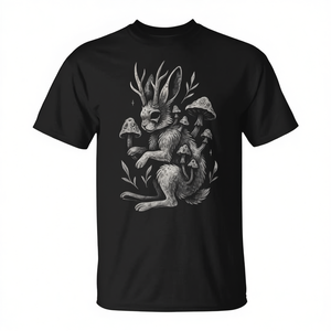 T-shirt Dark Fairycore Forest Horror con concetto Jackalope, Fungo e Coniglio - Abbigliamento Promozionale - Product Image 2