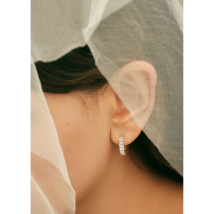 Brynn 2.5ctw <b>Emerald</b> Cut Diamond Hoops 14k Rose <b>Gold</b> Religious Huggie <b>Earrings</b> with Pearl Main Stone Trendy Style for Gifts - Product Image 2