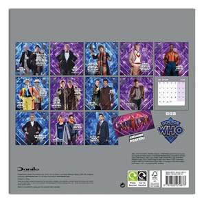 Calendario de Escritorio y Pared Edición Clásica Doctor Who 2025, Calendario de Papel con Reloj - Product Image 1