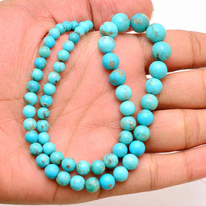 Turquoise 5mm-10mm Gemstone Smooth Round <b>Bead</b> Natural Matrix <b>Blue</b> Turquoise Semiprecious Gemstone Loose <b>Beads</b> for Jewelry Making - Product Image 2