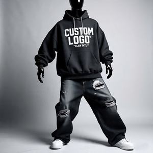 Ensemble de pantalons de survêtement baggy surdimensionnés de haute qualité avec logo personnalisé vêtements de sport pour hommes avec sweat à capuche vierge survêtements pour hommes - Product Image 3