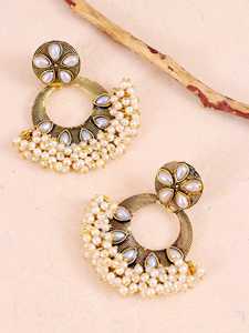 Direct Indian Supplier High Quality High Grade Oxidised Silver Plated Multicolor Geometric Beads Dangler <b>Stud</b> <b>Earrings</b> for Women - Product Image 4