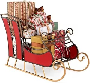 Collection Premium Décoration de Noël Traîneau décoratif en bois pour décoration de table Traîneau de Noël en métal vintage - Product Image 6