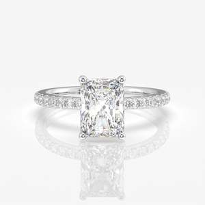 แหวนเพชรโมอิสซาไนต์ทรงเรเดียนท์คัท ทอง 18K แบบฝังเพชร - Product Image 5
