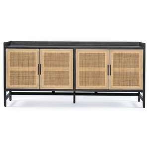 Aparador de madera de mango de 4 puertas, cajones de almacenamiento, gabinete de buffet para dormitorio, hogar, oficina, cocina, muebles de sala de estar, granja, Hotel - Product Image 1