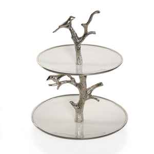 ขาตั้งเค้ก2ชั้นทำจากนิกเกิลเคลือบเงาทำจากสแตนเลสพร้อมก้านตกแต่ง - Product Image 5