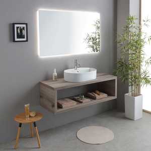 Mueble de Baño Minimalista de Dos Piezas de 120 cm para Colgar en la Pared, con Lavabo Ovalado Blanco, Serie Kos - Product Image 1