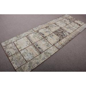 Vintage Rug, Runner 3,2x8,6 ft Turkish Rug, <b>Brown</b> Plants & trees <b>Wool</b> Rug - Product Image 2