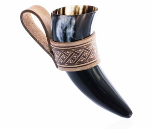 Cuerno vikingo natural 100% de buena calidad Cuerno para beber artesanías naturales con soporte de cuero Cuerno para beber elegante y duradero - Product Image 1