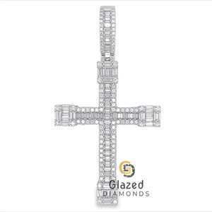 Gorgeous Round Baguette Cut VVs Clarity Lab Grown Diamonds 6TCW Iced Out Hip Hop Party 10Kt <b>White</b> <b>Gold</b> <b>Cross</b> Pendant Custom Size - Product Image 4