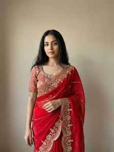 Sari Sartín Más Vendido con Bordado de Lentejuelas para Mujer, Ideal para Regalo, y Trabajo de Lehriya en Todo el Sari - Product Image 4