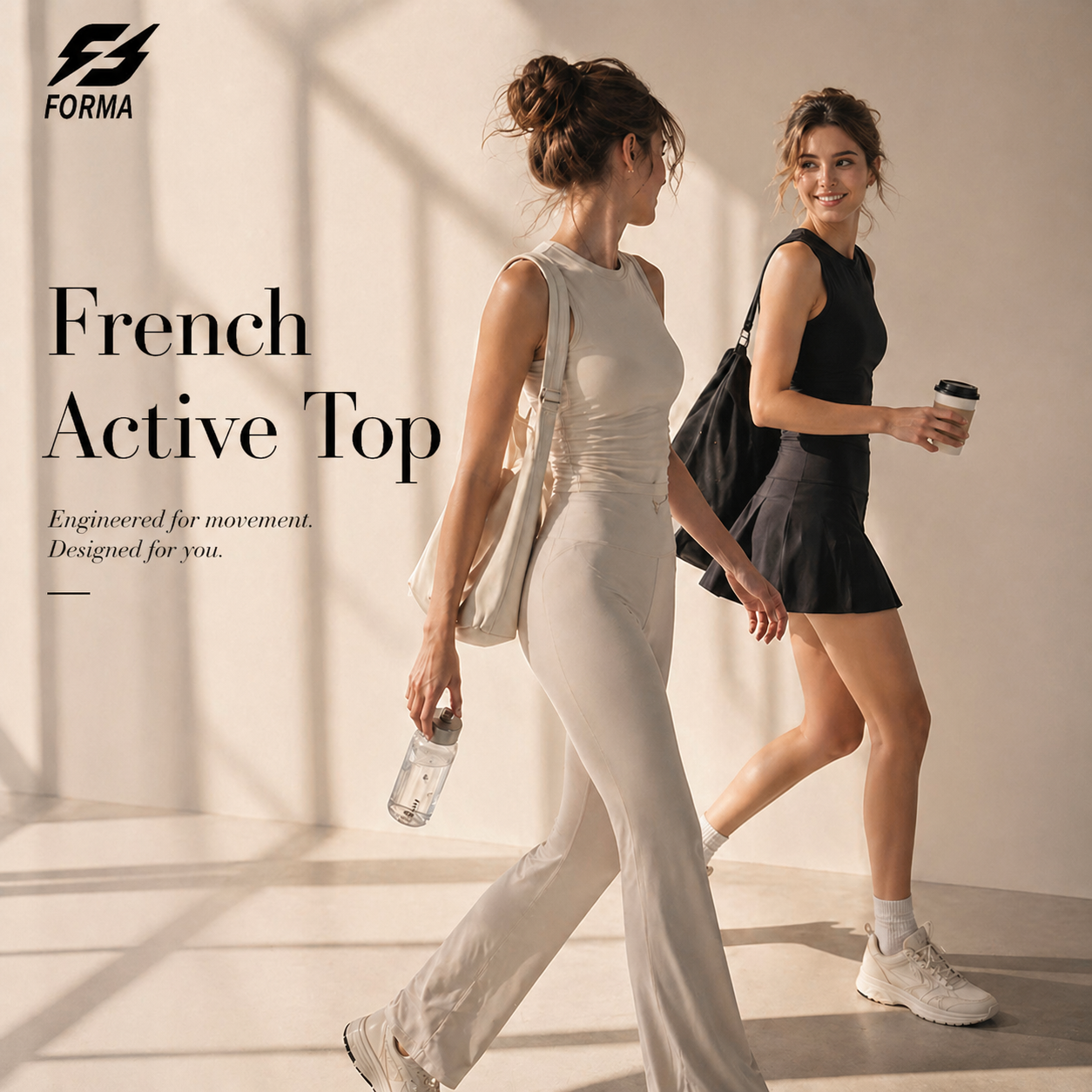 Women French Active Tank Top Sleeveless Yoga Fitness Slim Fit Stretch Knitted Front Logo Sportswear