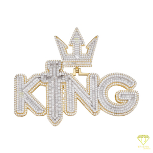 Joyería clásica de lujo Iced Out Moissanite Diamond 925 plata esterlina letra KTNG colgante para Unisex - Product Image 2