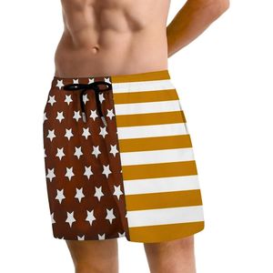 กางเกงว่ายน้ำสำหรับผู้ชายกางเกงขาสั้นชายหาดทำจากโพลีเอสเตอร์ลายธงอเมริกันพิมพ์100% แบบลงสีไม่เป็นรอยยับสำหรับฤดูร้อน - Product Image 1