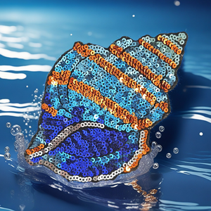 Patch brodé thermocollant en sequins coquillage marin - Product Image 1