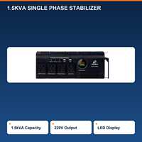 Stabilisateur de tension CA 1,5 kVA monophasé 220 V avec affichage LED, protection contre les surtensions en cuivre, usage domestique, multiprise portable