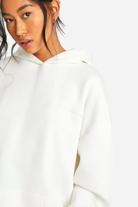 Ecru เสื้อฮู้ดปักลายโอเวอร์ไซส์สำหรับผู้หญิงเสื้อฮู้ดต่อต้านการยับและระบายอากาศได้ดีมีซิปรูด - Product Image 2