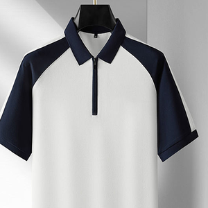 Coton tricoté solide de haute qualité pour hommes pour chemises avec pull à fermeture éclair demi-quart à manches courtes Streetwear décontracté à séchage rapide - Product Image 6