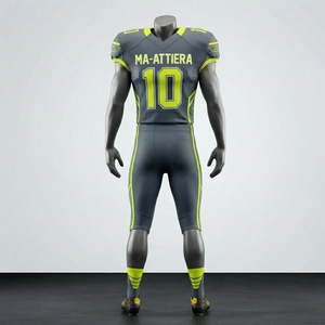 Ensemble de maillots de football américain gris et vert citron personnalisés, pantalon de football rembourré, uniforme d'équipe numéro 10, OEM ODM, vêtements de sport en gros - Product Image 5