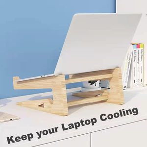 Máy tính xách tay đứng cho bàn máy tính xách tay Riser máy tính đứng bằng gỗ MacBook đứng Ergonomic gỗ máy tính xách tay chủ tương thích với MacBook/<span class=keywords><strong>Dell</strong></span> - Product Image 5