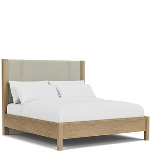 Cama de madera minimalista moderna, muebles de madera Suar de caoba de teca duradera, juegos de dormitorio de Color Natural para Hotel Villa 051204 - Product Image 1