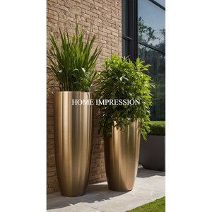 Lot de 2 pots de fleurs en métal chromé de taille personnalisée pour la décoration de jardin en plein air, durables, respectueux de l'environnement et légers - Product Image 4