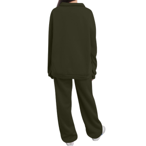 Chándal deportivo de Invierno para mujer al por mayor, chándales de jogging de manga larga con cuello de media cremallera, conjuntos transpirables de algodón sólido 2026 - Product Image 5