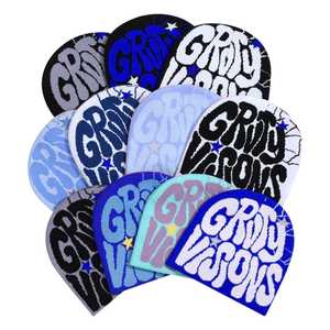 Gorros de esquí de punto acrílicos Unisex clásicos, gorros de invierno gruesos personalizados, gorro de calavera colorido Jacquard con logotipo estampado - Product Image 2