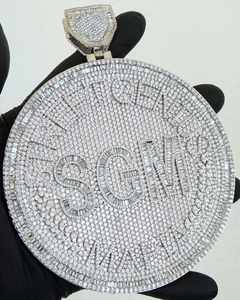 Pendentif en diamant Moissanite VVS rond et taille baguette pendentif bijoux hip-hop cadeau d'anniversaire pour homme en argent sterling 925 - Product Image 6