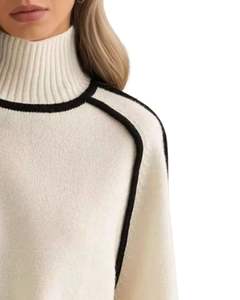 Manufacturer Customized Turtleneck Knit <b>Sweater</b> For <b>Women</b> Winter Warm Soft Pullover Long Sleeve Casual Loose Fit Fashion Top - Product Image 2
