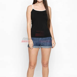 Camiseta básica de algodón de alta calidad para mujer, camiseta sin mangas elástica al por mayor, camiseta sin mangas Lisa personalizada con estilo para mujer - Product Image 5