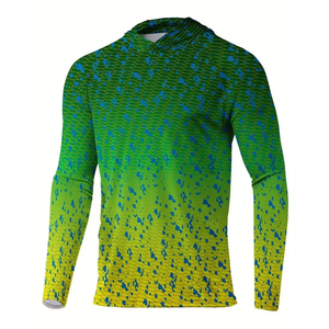 Sudadera con capucha de pesca para hombre, camisa de pesca de manga larga con estampado de sublimación de poliéster UPF 50, ropa de pesca al aire libre resistente a los rayos UV de secado rápido - Product Image 3