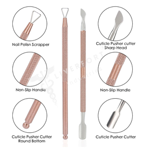 Wholesale 2024 2PCS <b>Cuticle</b> Pusher and <b>Cutter</b> Professional Manicure Pedicure Cleaner Tool for Fingernail Toenail - Product Image 5