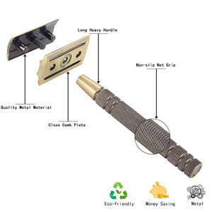 Maquinilla de Afeitar de Seguridad Profesional Tradicional con Mango de Acero Inoxidable y Hoja de Acero Inoxidable de Doble Filo para Hombres, Precio Competitivo - Product Image 4
