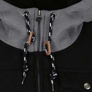 Fabricant personnalisé Streetwear Patchwork broderie bloc de couleurs couture Boxy sweat à capuche court pour hommes Streetwear sweats à capuche de luxe - Product Image 3