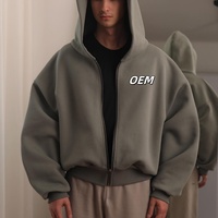 Sudadera con capucha holgada de alta calidad, fabricante de ropa de gran tamaño de algodón, sudaderas con capucha personalizadas con cremallera recortada de peso pesado para hombres