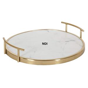 Bandeja de servicio de metal de estilo de lujo Bandeja de servicio de Acabado niquelado brillante Restaurante Suministros de hotel Bandeja de servidor de alimentos - Product Image 2