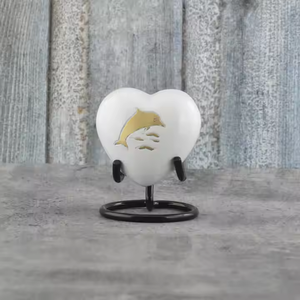 Top Quality Keepsake <b>Heart</b> Urn With <b>Black</b> Powder Coated Stand Purest White Enamel Coated Decorative Keepsake <b>Heart</b> Urns - Product Image 3