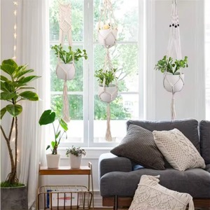 Porte-plante suspendu en macramé pour décoration intérieure et extérieure Panier de jardinière suspendu en macramé de bonne qualité - Product Image 2