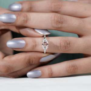 Anillo de Diamantes con Corte Asscher Rosa Rubor Certificado por IGI, Anillo de Compromiso Romántico para Hombre, Piedras Laterales Marquise, Joyería Fina de Rodio - Product Image 6