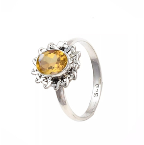 แหวนมินิมอลลิสต์โบฮีเมียนสีเงินสเตอร์ลิง925 6x8มม. ทำด้วยมือพลอยซิทรีนรูปไข่สำหรับงานแต่งงานของผู้หญิงดีไซน์ล่าสุด - Product Image 2