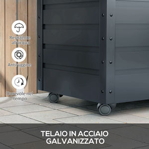 Outsunny 295L Cofre de Almacenamiento para Exteriores con Cerradura y 2 Asas, Acero Galvanizado, 120x62x66 cm, Gris Oscuro - Product Image 5