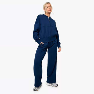 Vente chaude 2 pièces femmes Zip Through Bomber survêtement ensemble respirant à capuche et pantalons de survêtement femmes survêtement - Product Image 6