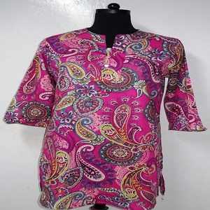 Robe élégante en coton léger pour adultes Maillot de bain fitness d'été Inspiré de la plage Paisley Print Léopard Button Loops Natural - Product Image 5