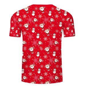 Wholesale ODM Customized Polyester/Cotton <b>Christmas</b> <b>Men's</b> <b>T</b>-<b>Shirt</b> Breathable Solid O-Neck Fitted Jersey Short Sleeve Casual - Product Image 2