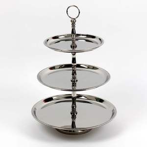 Exhibidor de Postres de Dos Niveles de Metal de Lujo Premium con Asa de Anillo, Acabado Dorado y Plateado, para Decoración de Mesa de Bodas y Fiestas - Product Image 6