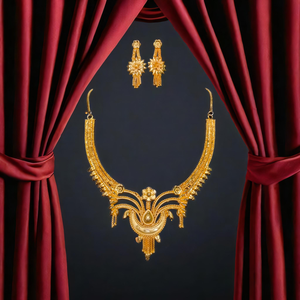 Ensemble de boucles d'oreilles collier de style tendance avec plaqué or 22 carats Style Premium femmes porter collier boucles d'oreilles ensemble bijoux - Product Image 3